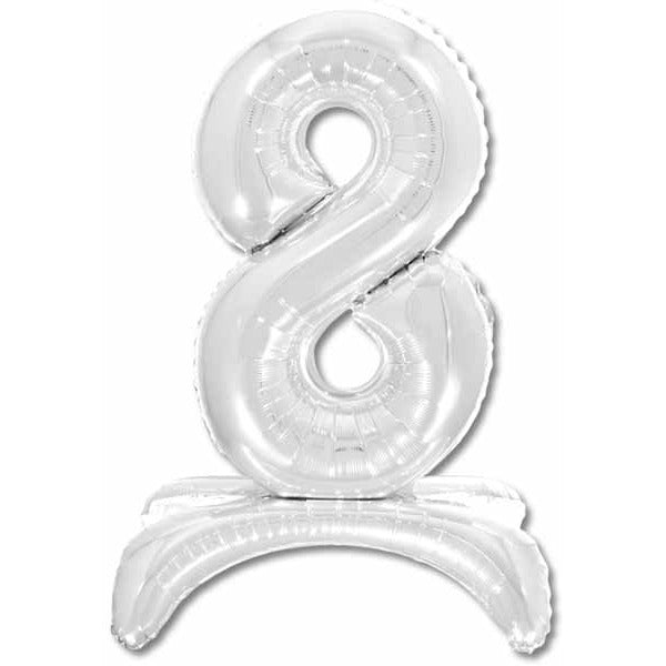 26-Inch Silver Stand-Up Number 8 Balloon