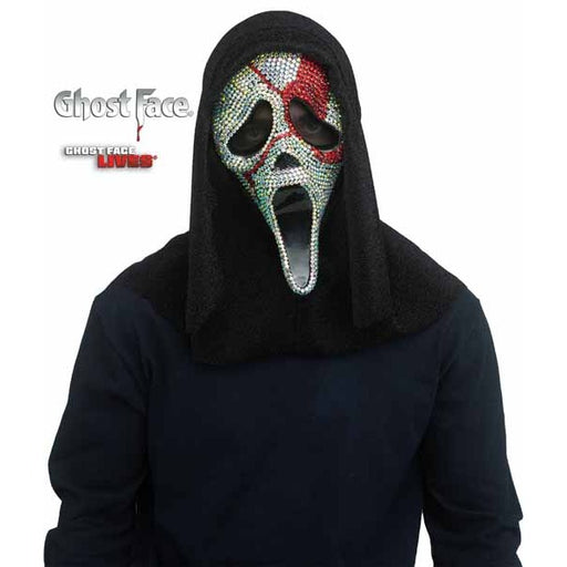 Masque Ghost Face ensanglanté à paillettes