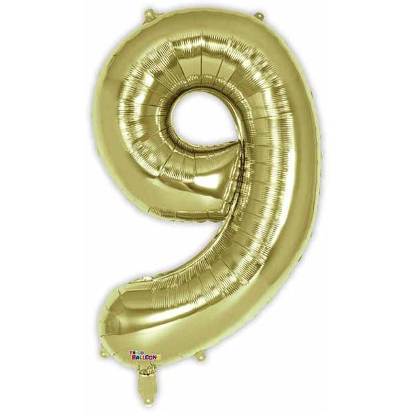 34-Inch White Gold Number 9 Balloon