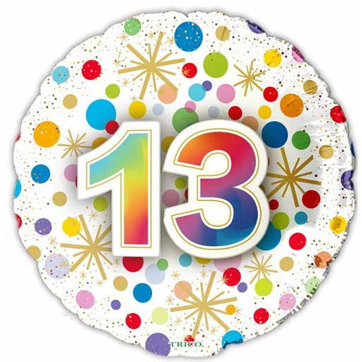 Number 13 Milestone Foil Balloon, 18 Inch