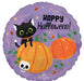 17" Halloween Cat And Pumpkin Round Shape Balloon