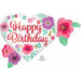 Happy Birthday Floral Print Foil Balloon, 27 Inch