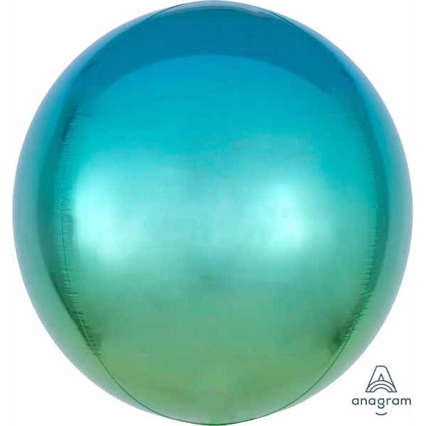 Blue & Green Ombre Orbz Foil Balloon, 16 Inch