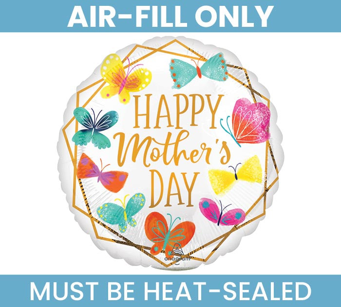 Happy Mother's Day Gold Trim Round 9" Air-fill Balloon (10/Pk)