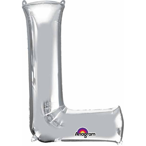 16-Inch Silver Letter L Foil Balloon