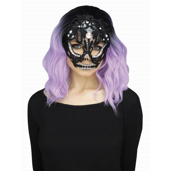 Black Lacy Skull Mask