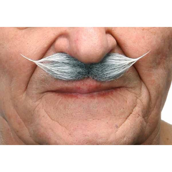 White and Grey Costume Moustache, 9 x 2 cm