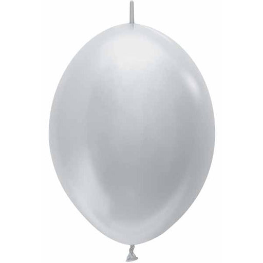 Sempertex Satin Silver 6-Inch Link-O-Loon Latex Balloons, 50 Pack