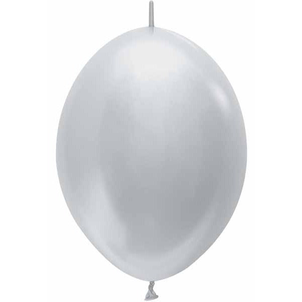 Sempertex Satin Silver 6-Inch Link-O-Loon Latex Balloons, 50 Pack
