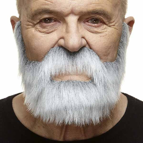 MOUSTACHE & BEARD WHITE/GREY 24X18CM