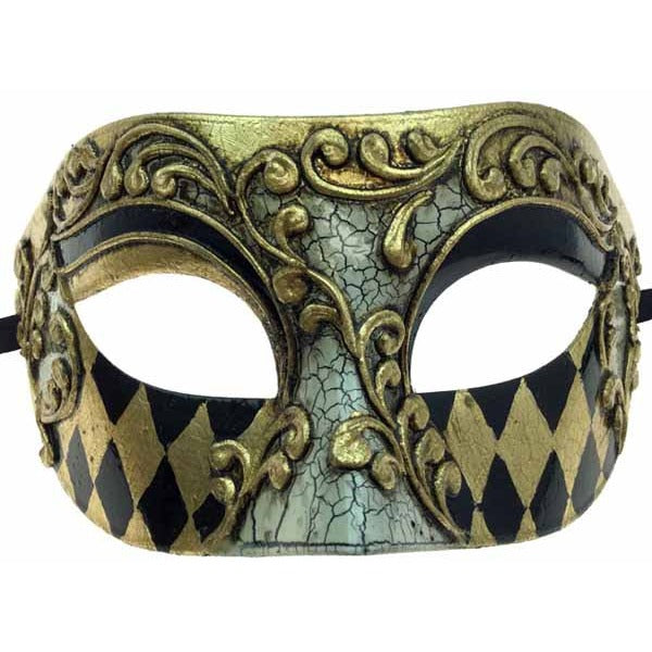 Men's Gold Venetian Plastic Masquerade Mask