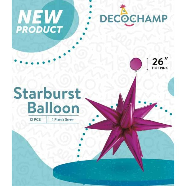 DecoChamp 26-Inch Hot Pink Starburst Foil Balloon
