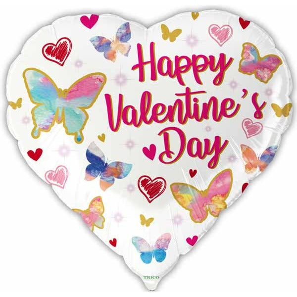 Happy Valentine's Day Butterflies 18" Foil Balloon
