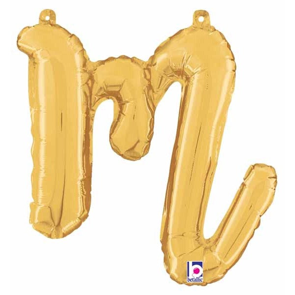 14" Gold Script Letter M Balloon