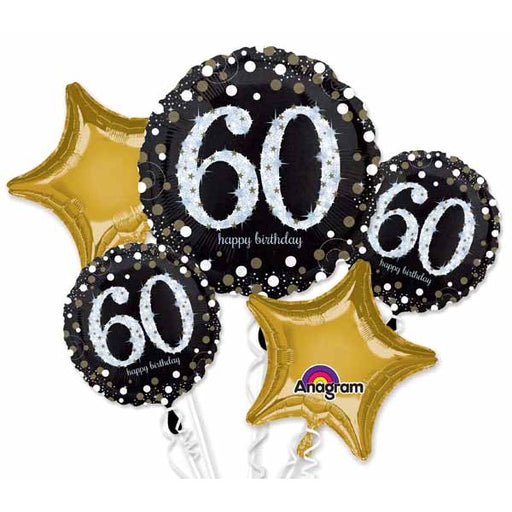 Sparkling 60th Birthday 5-Piece Foil Balloon Bouquet