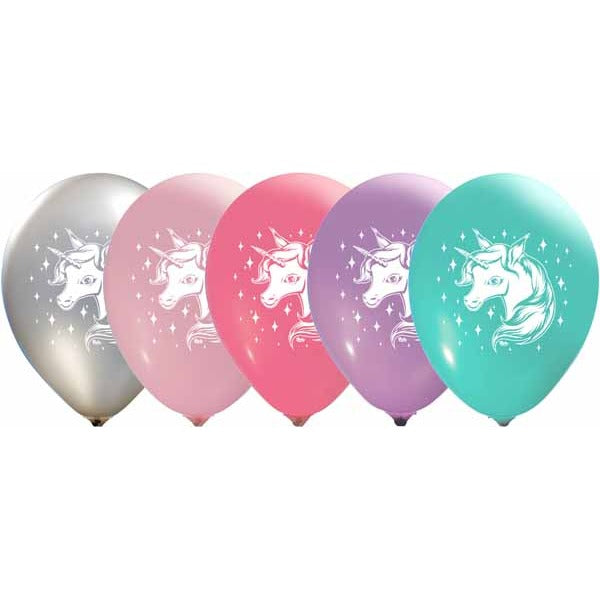12-Inch Unicorn Latex Balloons with Two-Sided Print, 50 Count