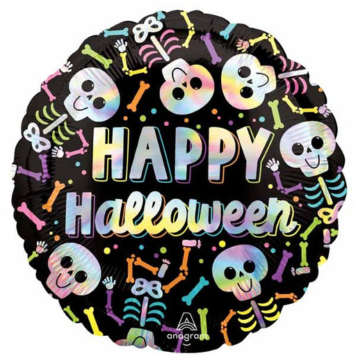 Bare Bones Halloween 18" Round Holographic Foil Balloon