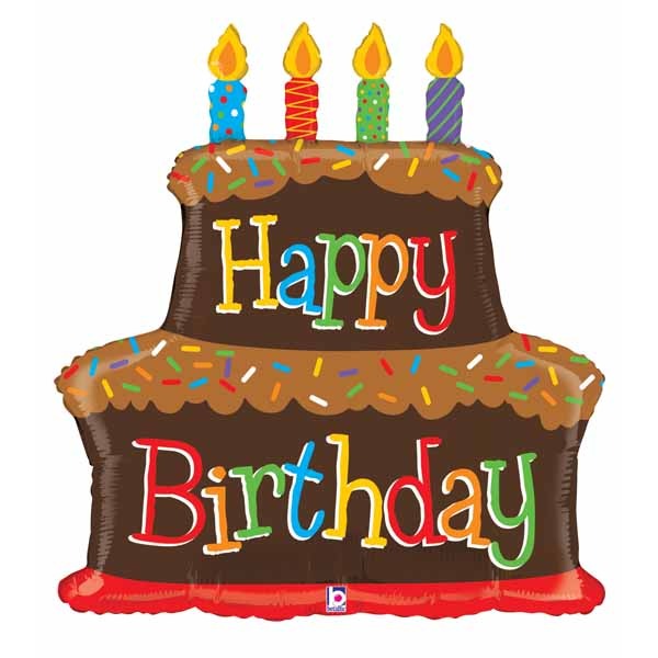 31-Inch Happy Birthday Chocolate Cake Foil Balloon