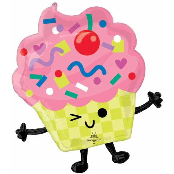 Vibrant Cupcakes Happy Birthday Foil Balloon, 26 Inch
