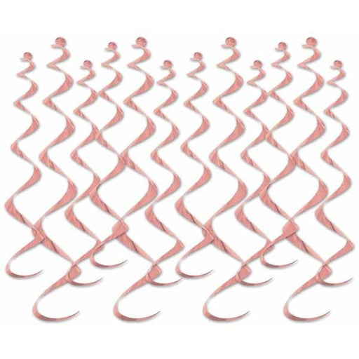 Rose Gold Metallic Whirls Hanging Decorations, 12 Pack