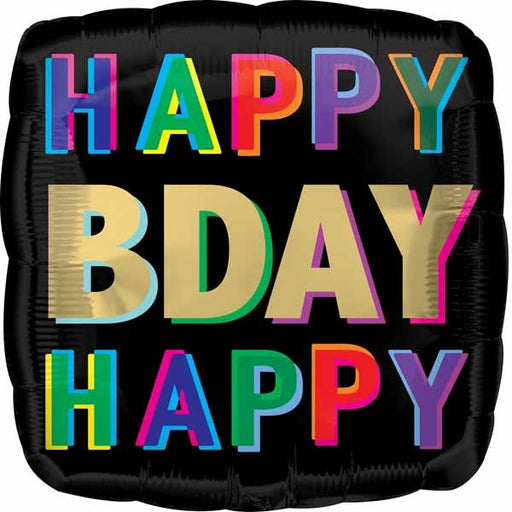 Happy Birthday Offset Letters 18 Inch Square Foil Balloon
