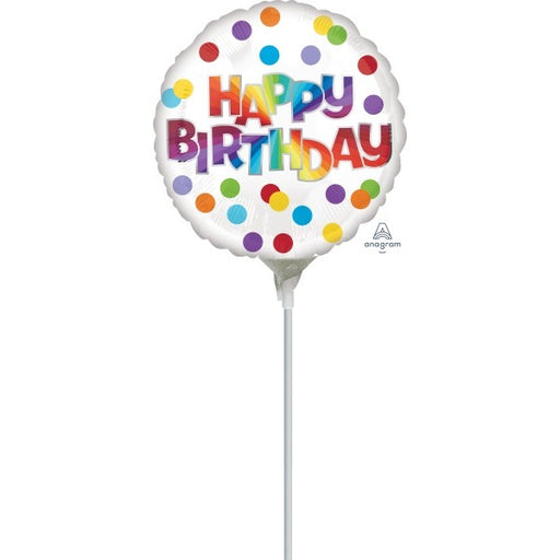 Happy Birthday Dots of Colour 9" Round Foil Balloon
