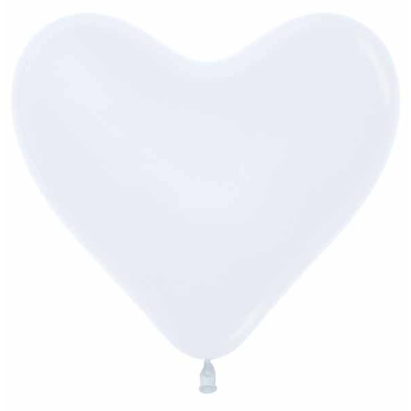 Sempertex White 6-Inch Heart Latex Balloons, 50 Count