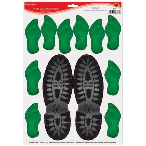 Santa & Elf Footprints Peel-and-Place Christmas Decorations