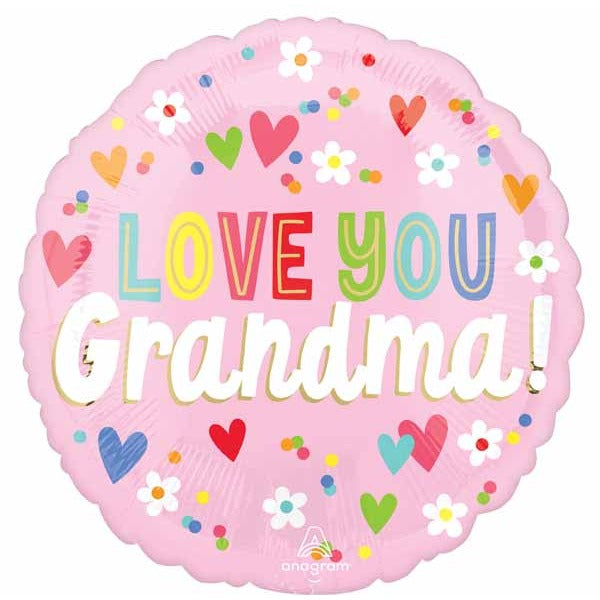 Love You Grandma 18-Inch Round Foil Balloon