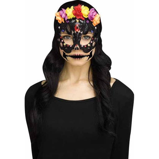 Day of the Dead Skull Mask with Flowers