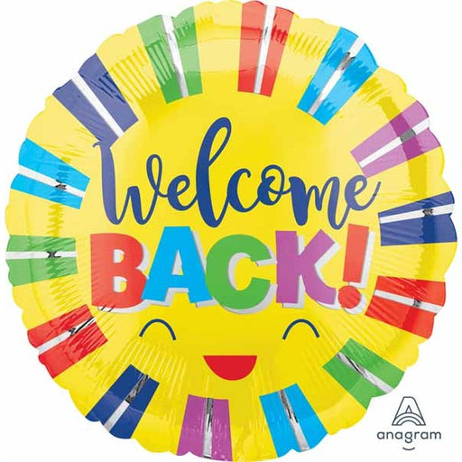 Welcome Back Stripes 18-Inch Round Foil Balloon