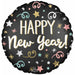 CONFETTI HNY SATIN 18" RND SL S40 PKG