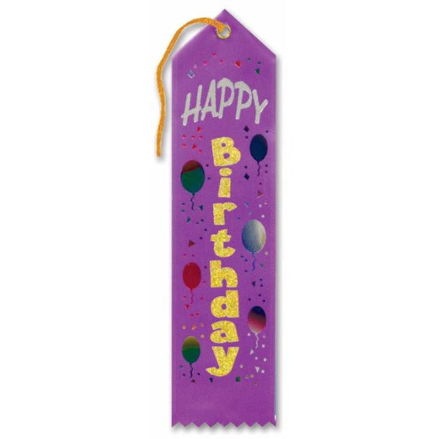 Happy Birthday Award Ribbon, 2 x 8 Inches