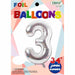 34-Inch Silver Number 3 Foil Balloon