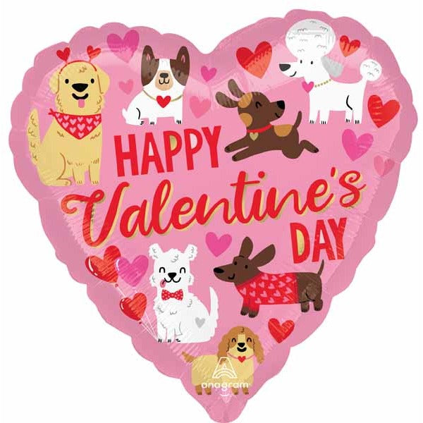Doggone Cute Valentine's Day Heart Foil Balloon, 18 Inch