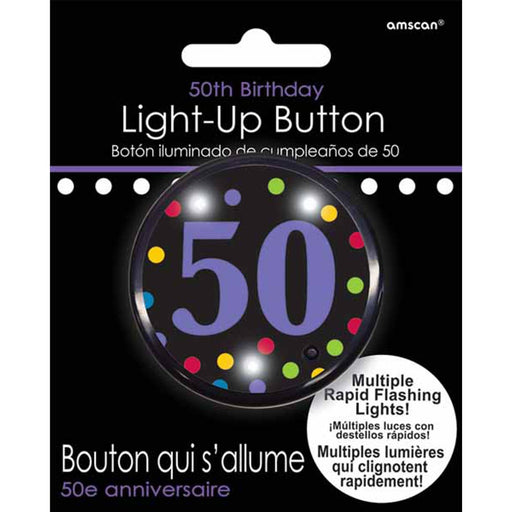 50Th Birthday Flashing Button (3/Pk)