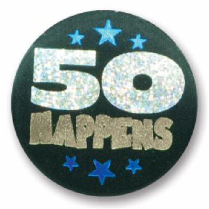 "50 Happens Satin Button - Pack Of 6"