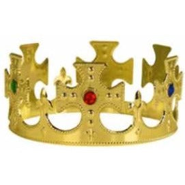 Gold Adjustable Plastic Jeweled King Crown