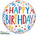 Happy Birthday Playful Streamer 9-Inch Round Foil Balloon