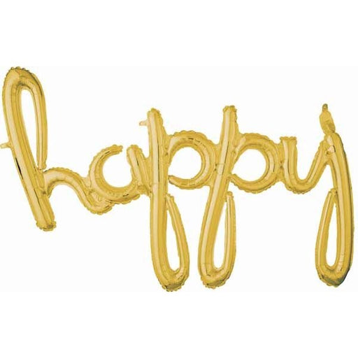 Happy Gold Script Balloon