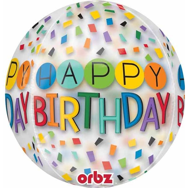Birthday Rainbow Orbz 16-Inch Foil Balloon