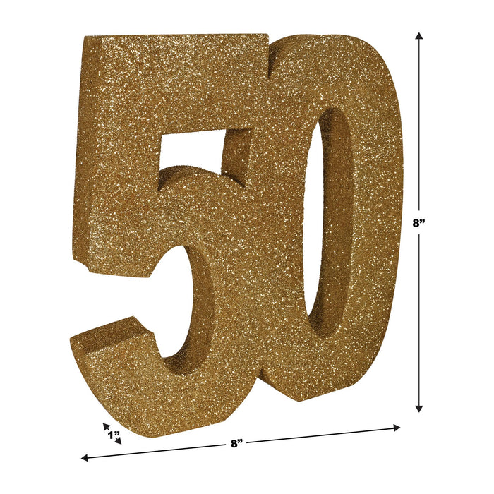 "50" 3-D Glittered Centerpiece - Gold