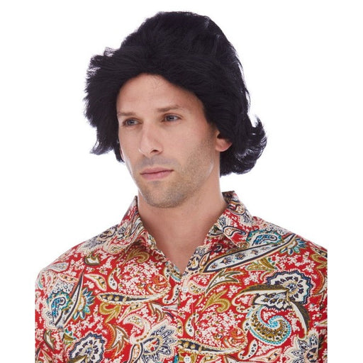 Men's Black 70s Layered Costume Wig