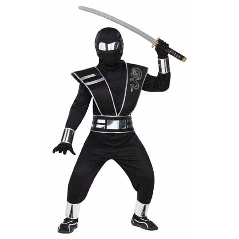 Boys' Silver Mirror Ninja Costume, Size 12/14