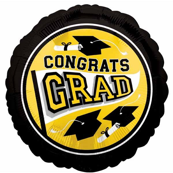 True to School Yellow 18" Round Graduation Foil Balloon