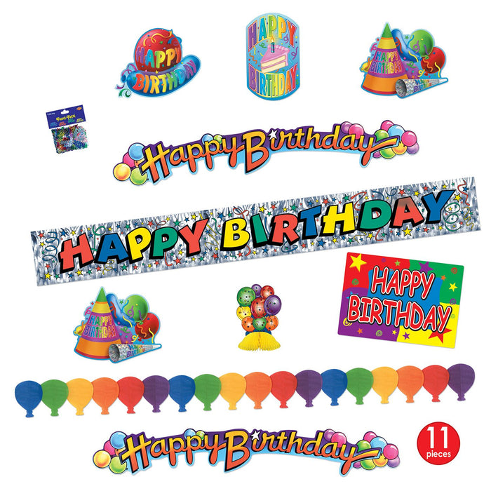 Happy Birthday Party Kit: Vibrant Multi-Color Celebration Essentials