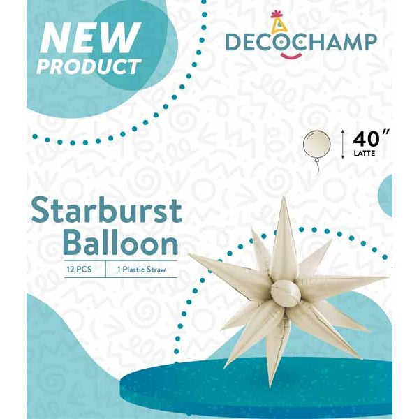 Decochamp 40-Inch Latte Starburst Foil Balloon