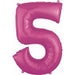 Pink Number 5 Balloon, 26 Inch