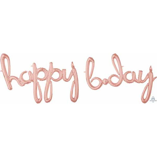 Rose Gold Happy Bday Script Balloon