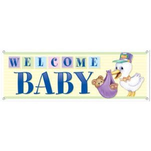 Welcome Baby Sign Banner, 5 ft x 21 in